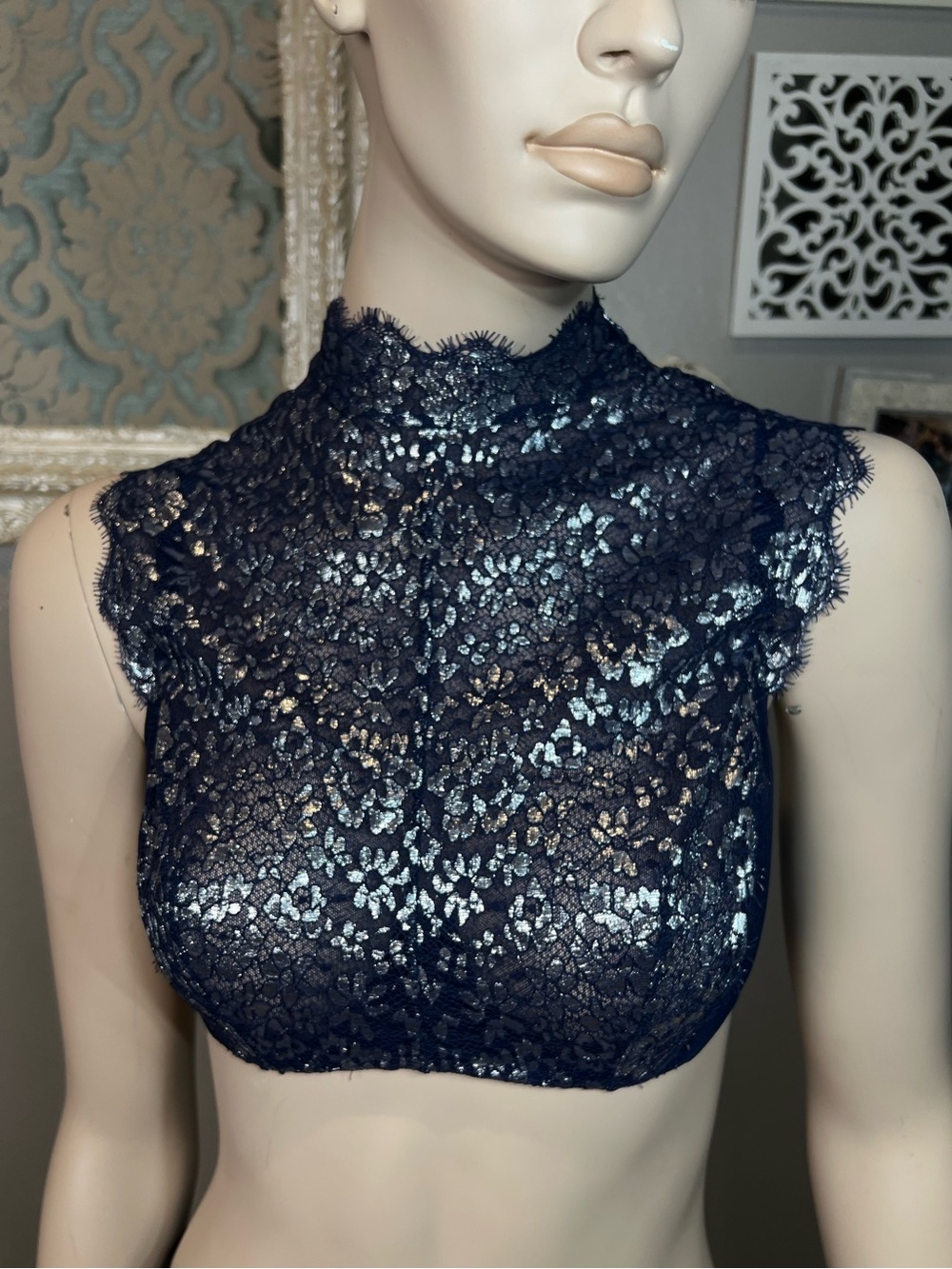 NWT Victoria Secret Blue and Silver Bra Crop Top